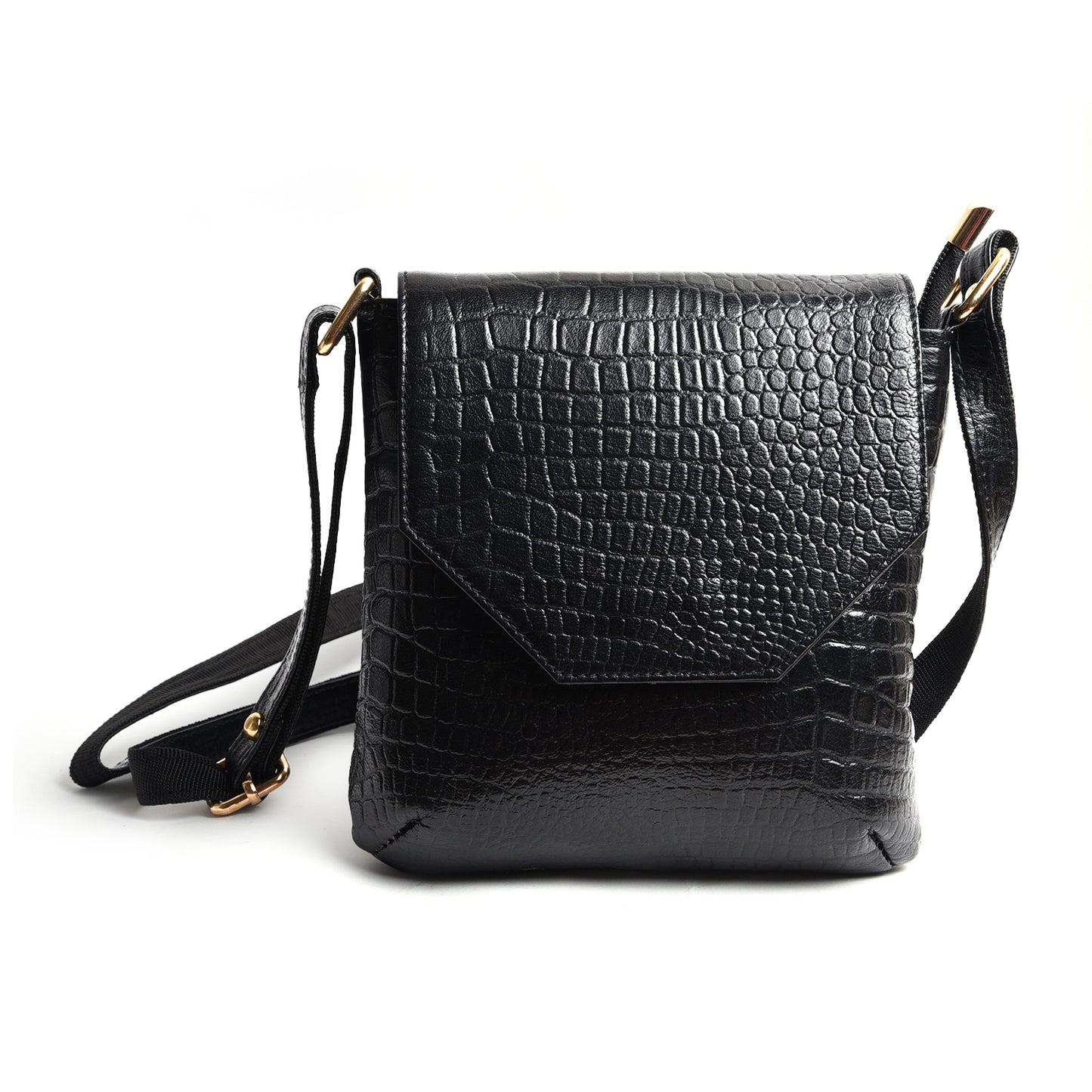 Muse Black Genuine Leather Sling Bag For Girls and  Women