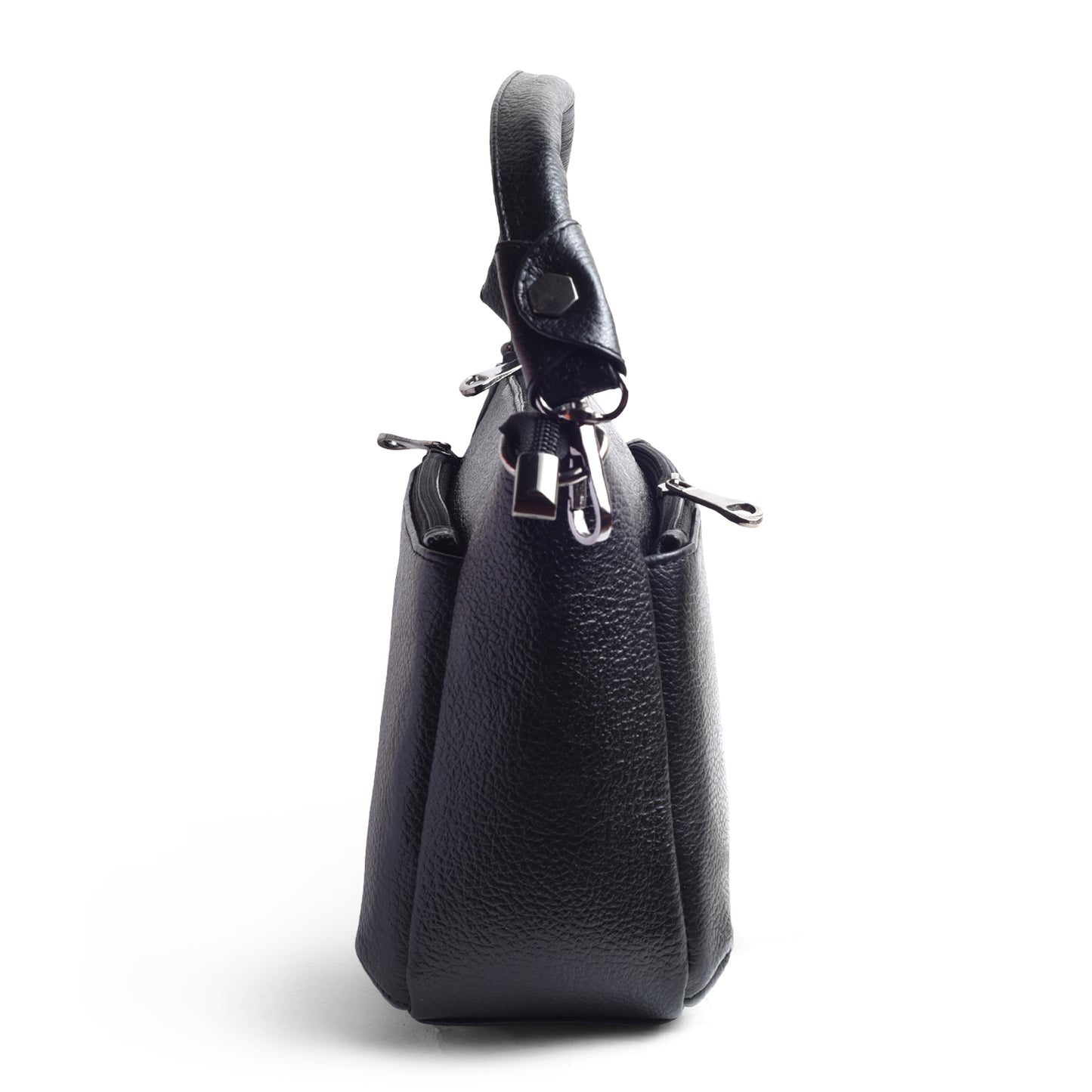 Svelte Black Genuine Leather Sling Bag / Hand Bag For Girls and Women